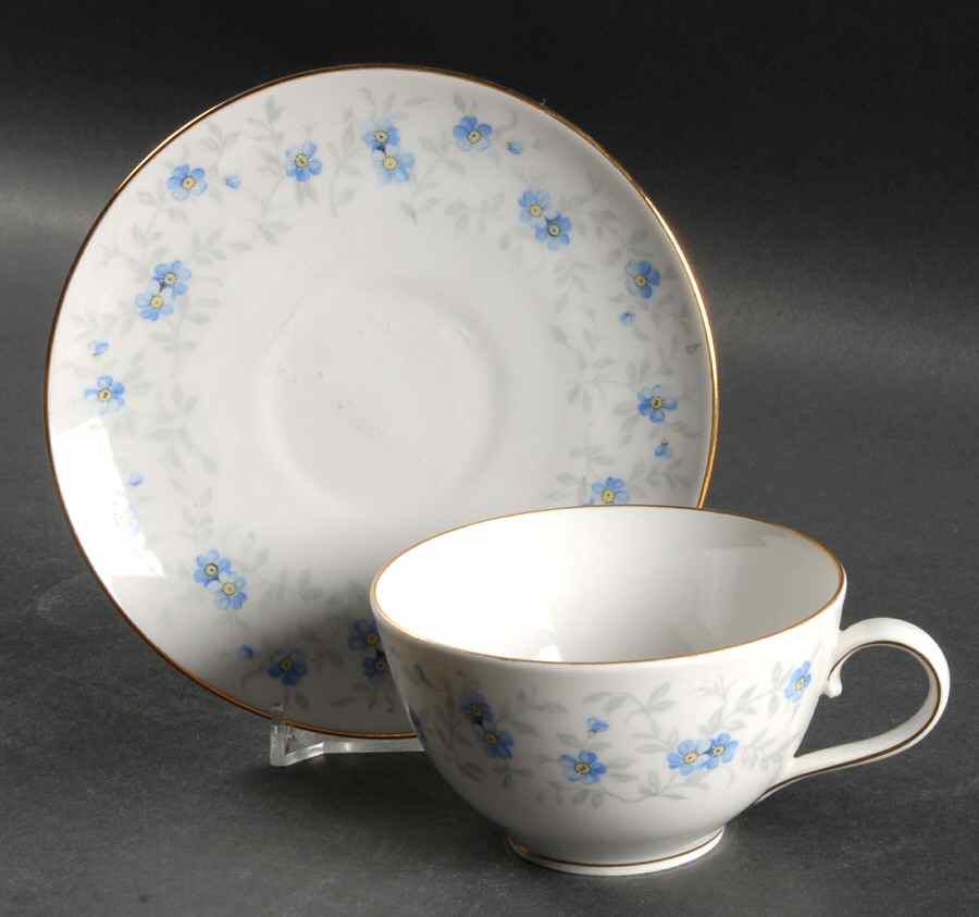 Forget Me Not (Coupe) Flat Cup & Saucer Set by Schumann - Bavaria-1