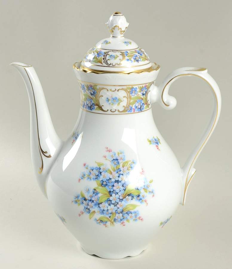Forget Me Not (Rim, Not Pierced) Coffee Pot & Lid by Schumann - Bavaria-1