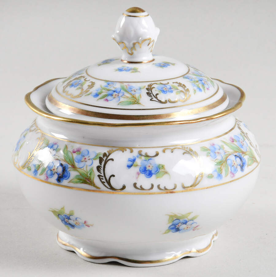 Forget Me Not (Rim, Not Pierced) Mini Sugar Bowl & Lid by Schumann - Bavaria-1