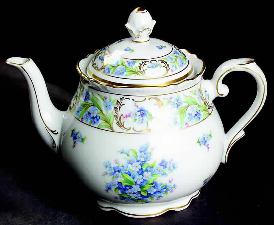 Forget Me Not (Rim, Not Pierced) Teapot & Lid by Schumann - Bavaria-1