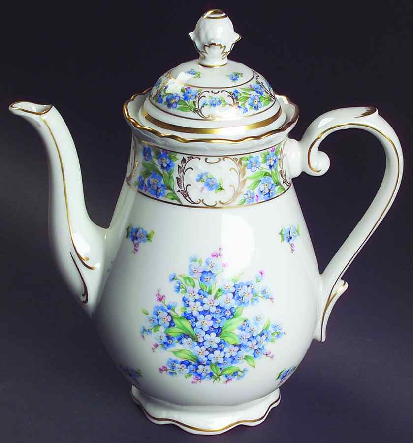 Forget Me Not (Rim, Not Pierced) Coffee Pot & Lid by Schumann - Bavaria-1