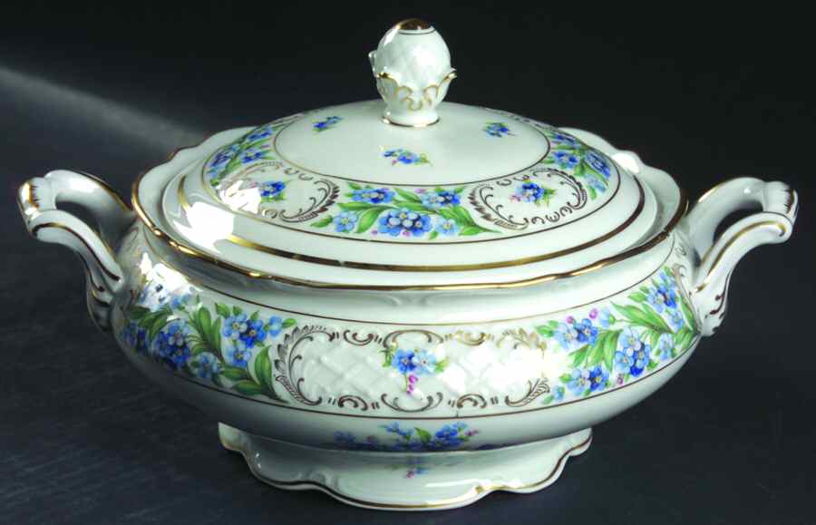 Forget Me Not (Rim, Not Pierced) Round Covered Vegetable by Schumann - Bavaria-1