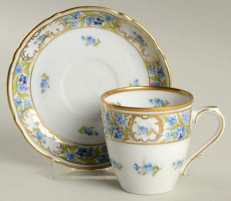 Forget Me Not (Rim, Not Pierced) Flat Demitasse Cup & Saucer Set by Schumann - Bavaria-1