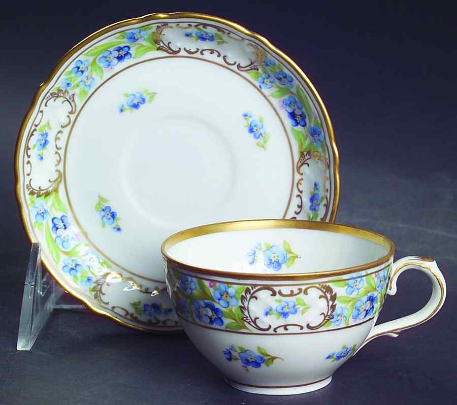 Forget Me Not (Rim, Not Pierced) Flat Demitasse Cup & Saucer Set by Schumann - Bavaria-1
