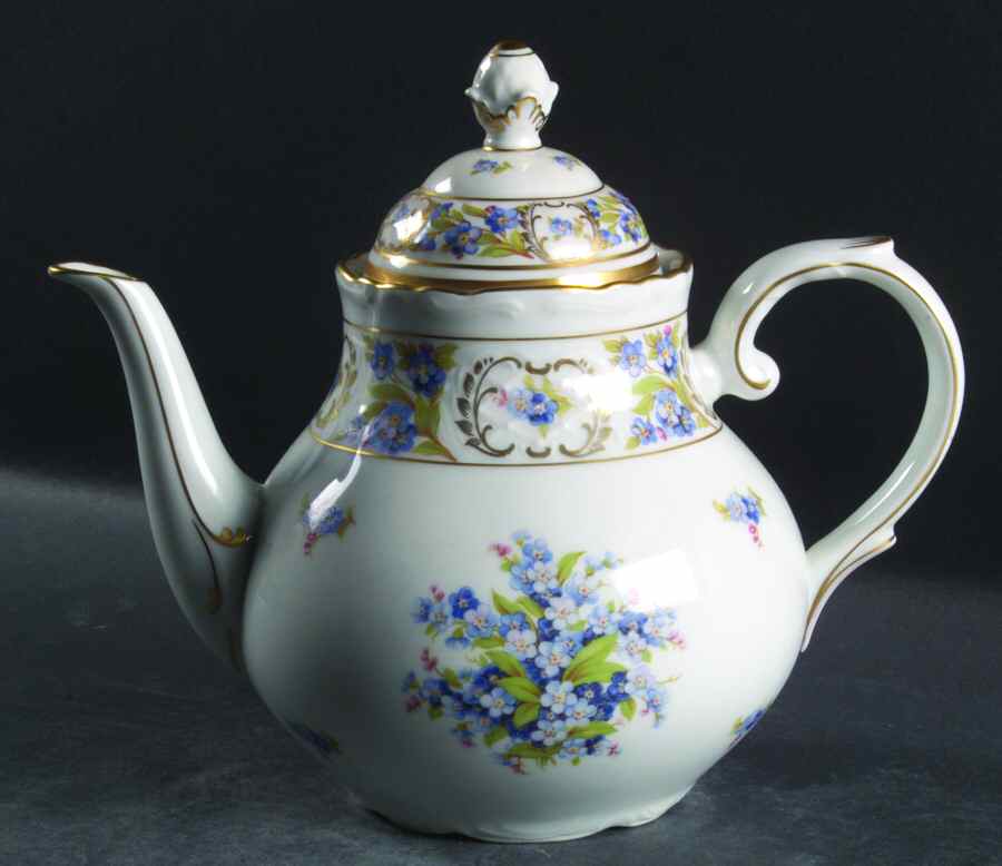 Forget Me Not (Rim, Not Pierced) Teapot & Lid by Schumann - Bavaria-1