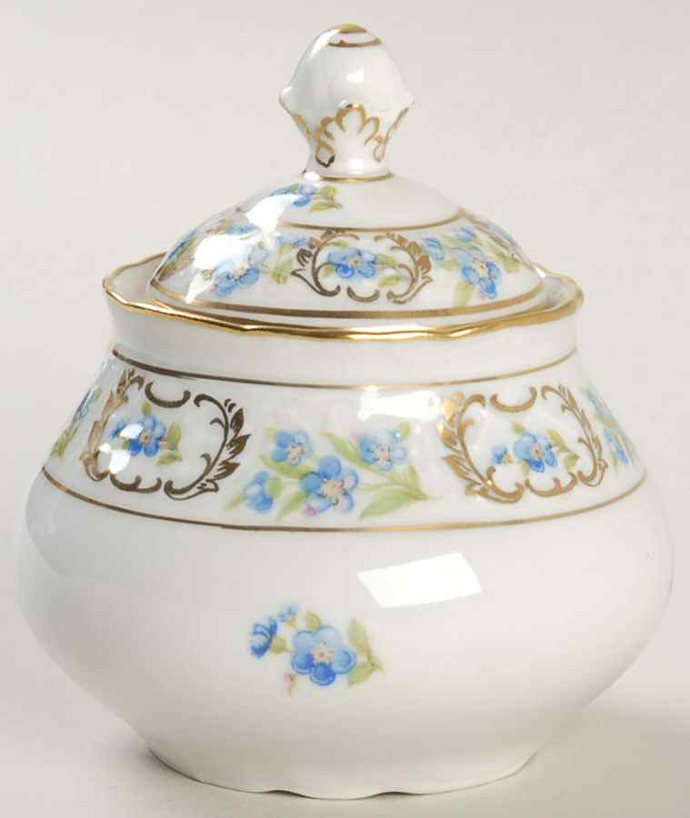 Forget Me Not (Rim, Not Pierced) Mini Sugar Bowl & Lid by Schumann - Bavaria-1