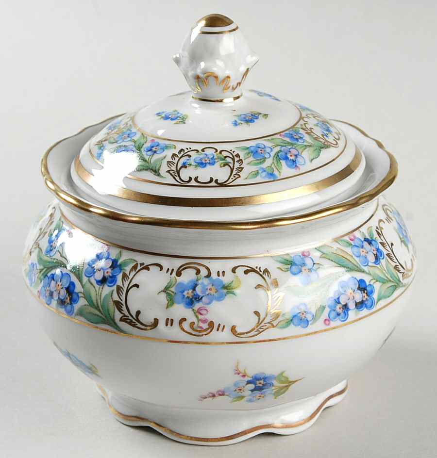 Forget Me Not (Rim, Not Pierced) Sugar Bowl & Lid by Schumann - Bavaria-1