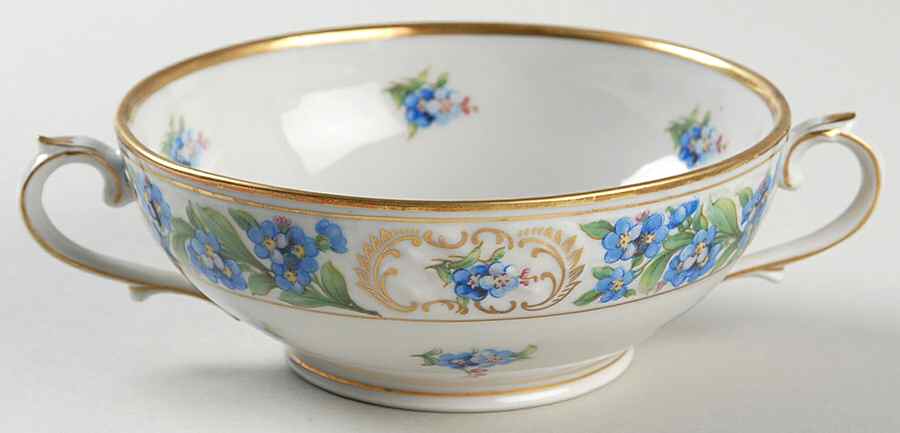 Forget Me Not (Rim, Not Pierced) Footed Cream Soup Bowl by Schumann - Bavaria-1