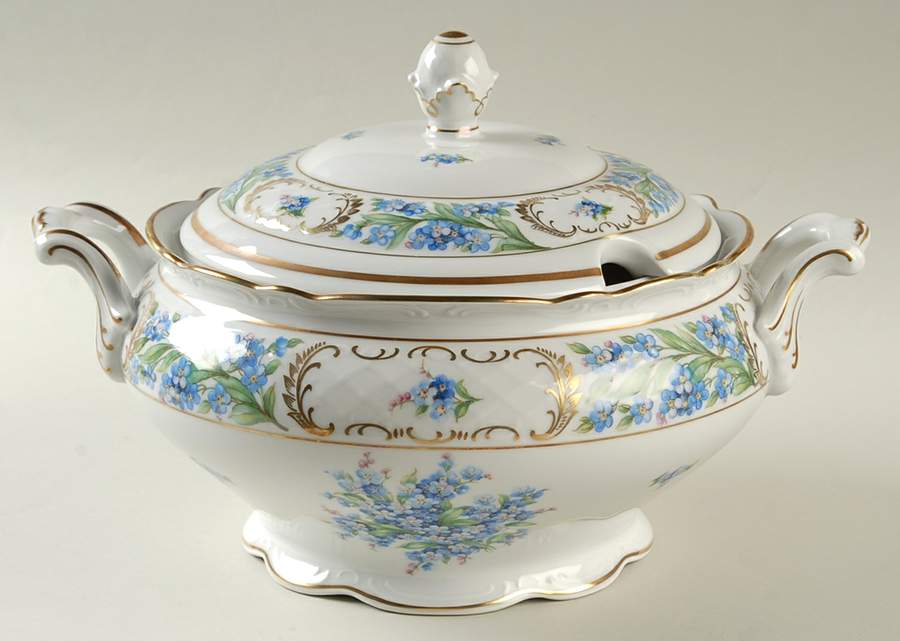 Forget Me Not (Rim, Not Pierced) Tureen &  Lid by Schumann - Bavaria-1