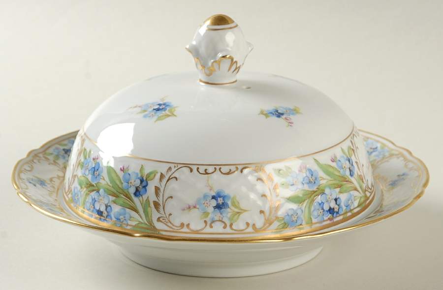 Forget Me Not (Rim, Not Pierced) Muffin Dish & Lid by Schumann - Bavaria-1