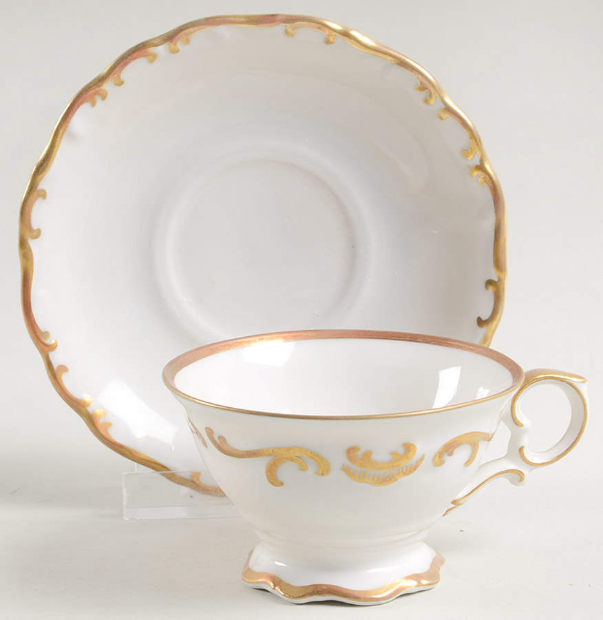 Golden Elegance Footed Demitasse Cup & Saucer Set by Schumann - Bavaria-1
