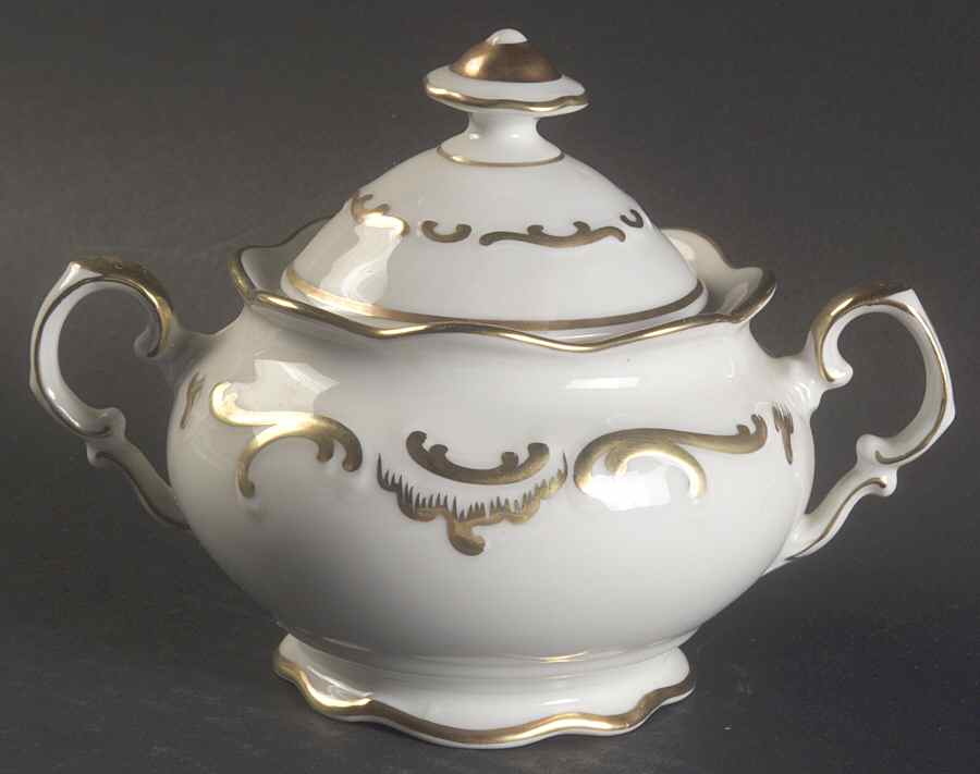 Golden Elegance Sugar Bowl & Lid by Schumann - Bavaria-1