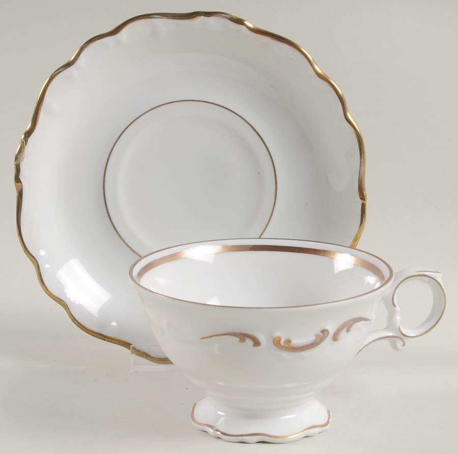 Halo Footed Cup & Saucer Set by Schumann - Bavaria-1