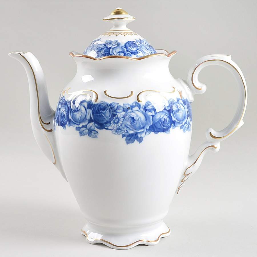 Heirloom Blue Coffee Pot & Lid by Schumann - Bavaria-1