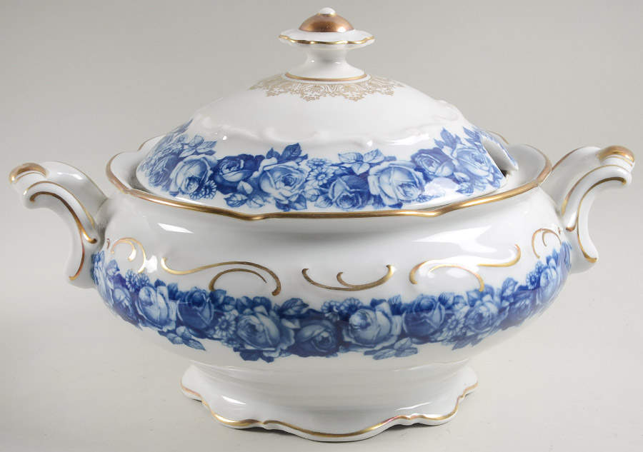 Heirloom Blue Tureen &  Lid by Schumann - Bavaria-1