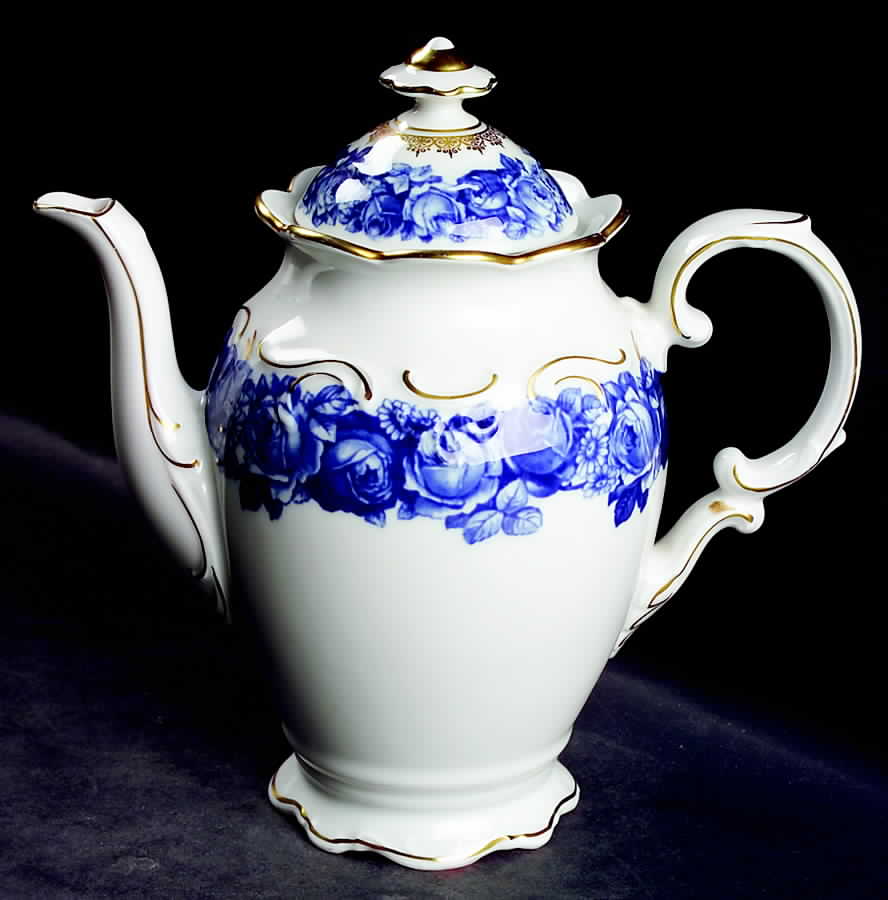 Heirloom Blue Coffee Pot & Lid by Schumann - Bavaria-1