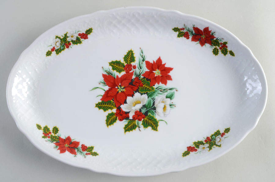 Holiday Bouquet 14" Oval Serving Platter by Schumann - Bavaria-1