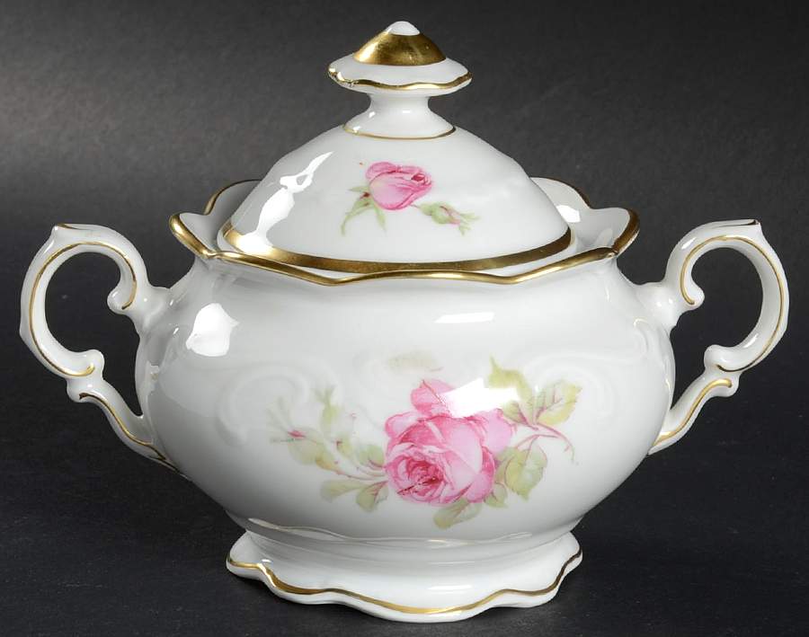 La Vie En Rose Sugar Bowl & Lid by Schumann - Bavaria-1