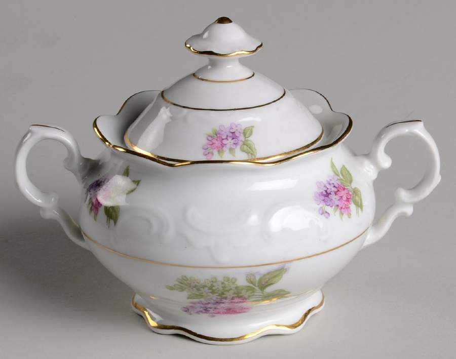 Lilac Sugar Bowl & Lid by Schumann - Bavaria-1
