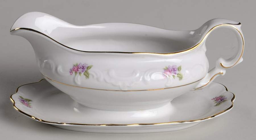 Lilac Gravy Boat with Attached Underplate by Schumann - Bavaria-1