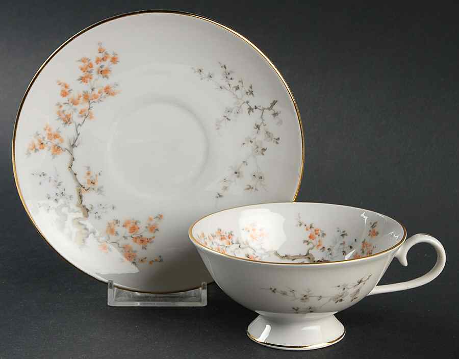 Mandarin Footed Cup & Saucer Set by Schumann - Bavaria-1