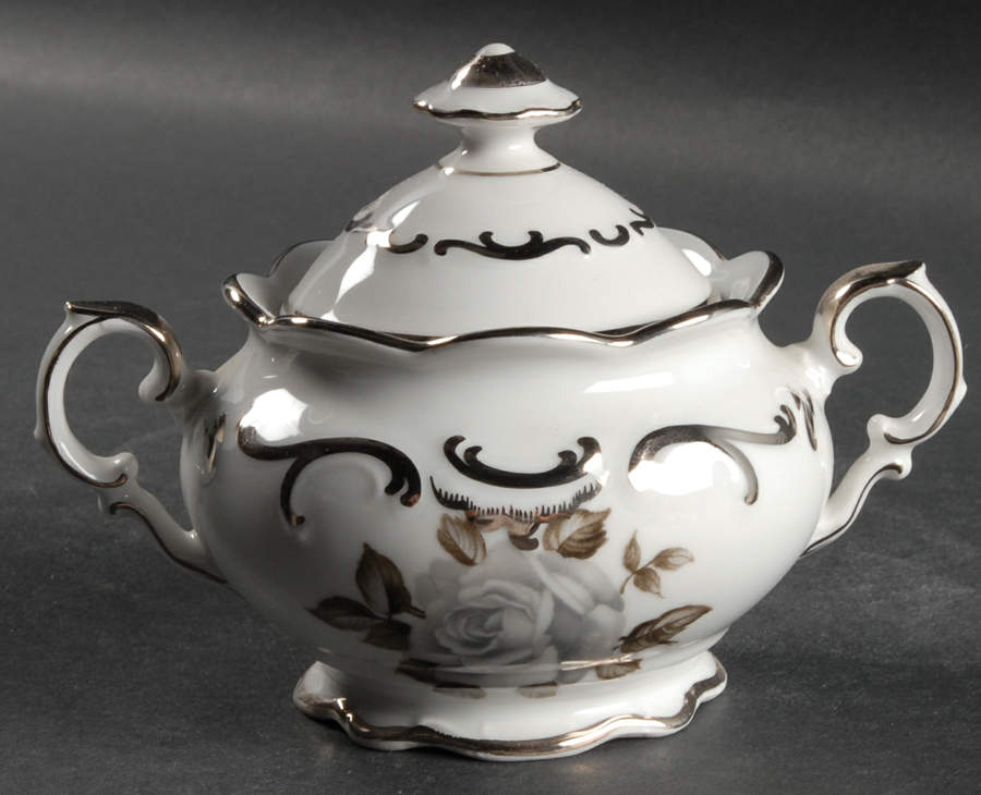 Moon Rose Sugar Bowl & Lid by Schumann - Bavaria-1