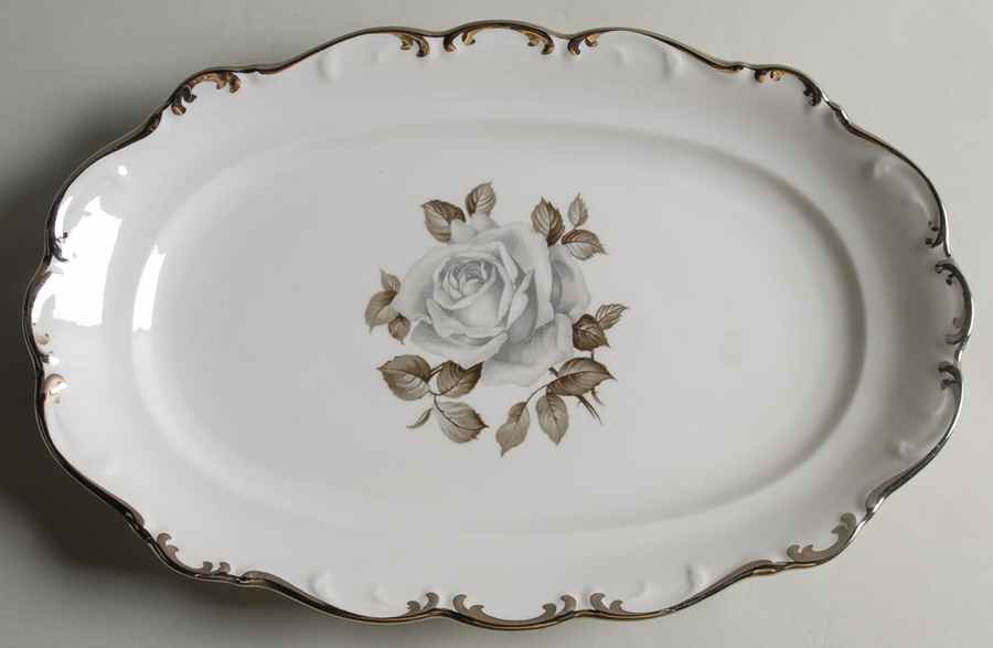 Moon Rose 12" Oval Serving Platter by Schumann - Bavaria-1