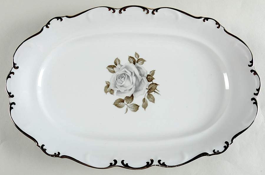 Moon Rose 15" Oval Serving Platter by Schumann - Bavaria-1