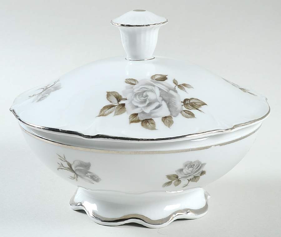 Moon Rose Candy Dish & Lid by Schumann - Bavaria-1