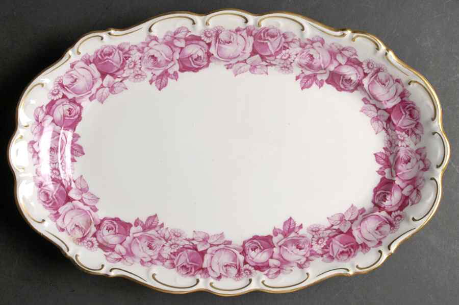 Old Rose 14" Oval Serving Platter by Schumann - Bavaria-1