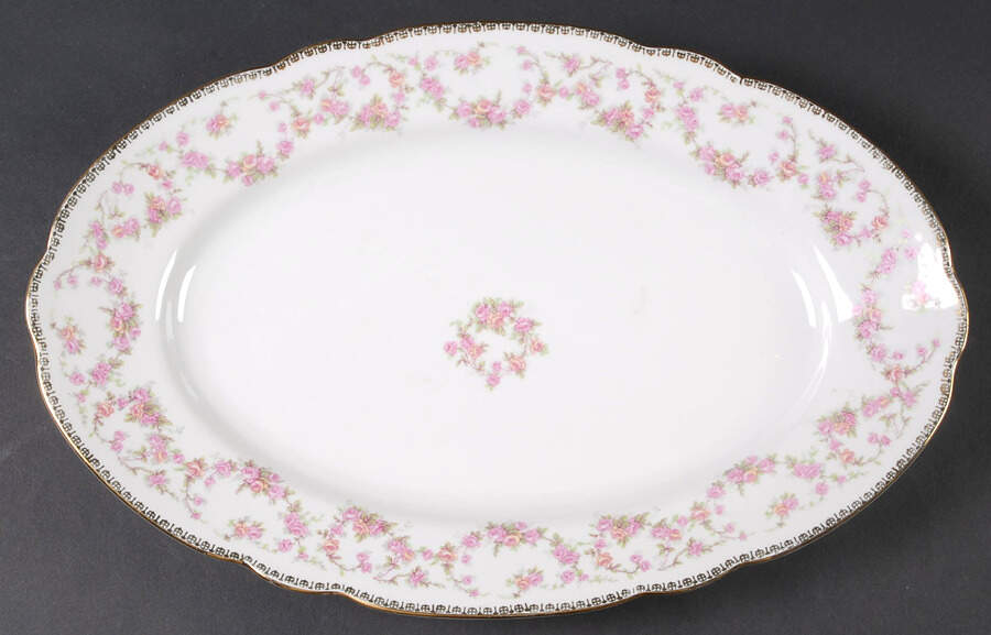 Original Bridal Rose 14" Oval Serving Platter by Schumann - Bavaria-1