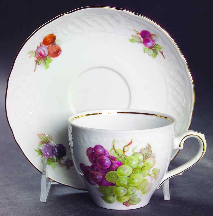 Orchard Flat Cup & Saucer Set by Schumann - Bavaria-1