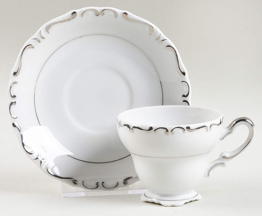 Platinum Elegance Footed Demitasse Cup & Saucer Set by Schumann - Bavaria-1