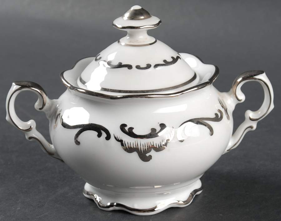 Platinum Elegance Mini Sugar Bowl & Lid by Schumann - Bavaria-1