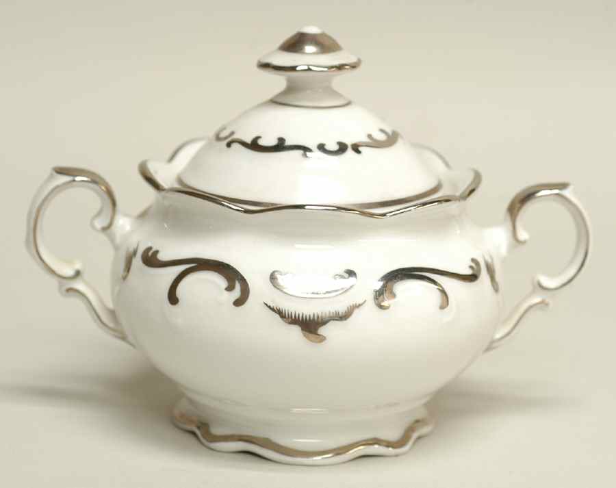 Platinum Elegance Sugar Bowl & Lid by Schumann - Bavaria-1