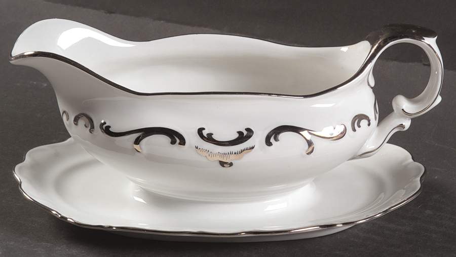 Platinum Elegance Gravy Boat with Attached Underplate by Schumann - Bavaria-1