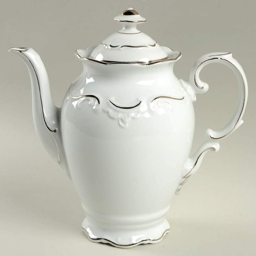 Platinum Scroll Coffee Pot & Lid by Schumann - Bavaria-1