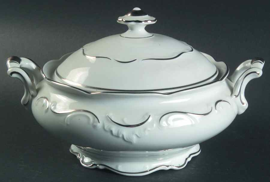 Platinum Scroll Round Covered Vegetable by Schumann - Bavaria-1