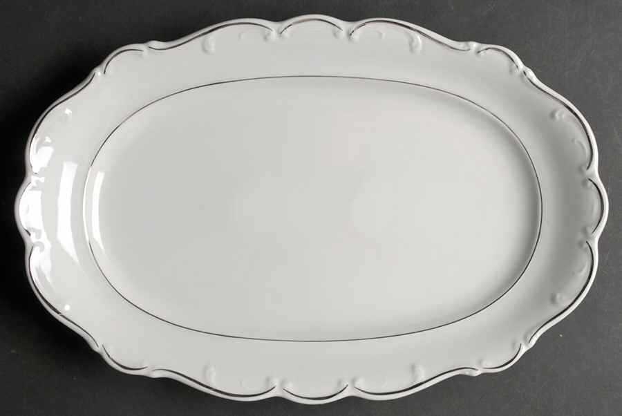 Platinum Scroll 14" Oval Serving Platter by Schumann - Bavaria-1