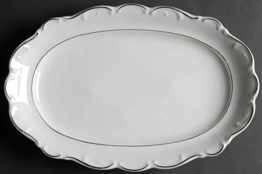 Platinum Scroll 12" Oval Serving Platter by Schumann - Bavaria-1