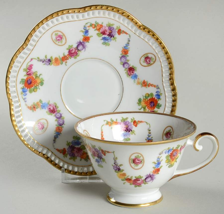 Rheinland Footed Cup & Saucer Set by Schumann - Bavaria-1