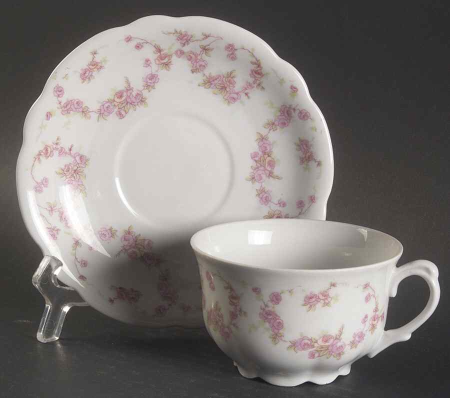 Rose Arbor Flat Cup & Saucer Set by Schumann - Bavaria-1