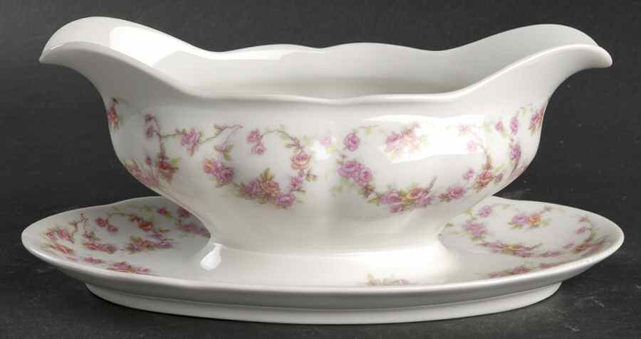 Rose Arbor Gravy Boat with Attached Underplate by Schumann - Bavaria-1