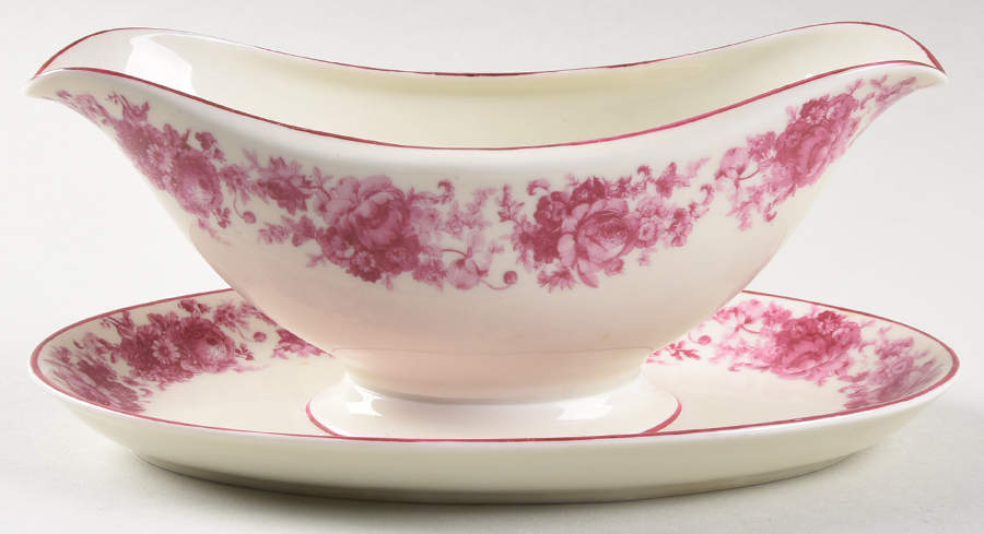 Rosedale Gravy Boat with Attached Underplate by Schumann - Bavaria-1