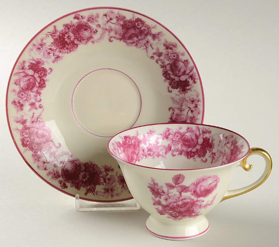 Rosedale Footed Cup & Saucer Set by Schumann - Bavaria-1