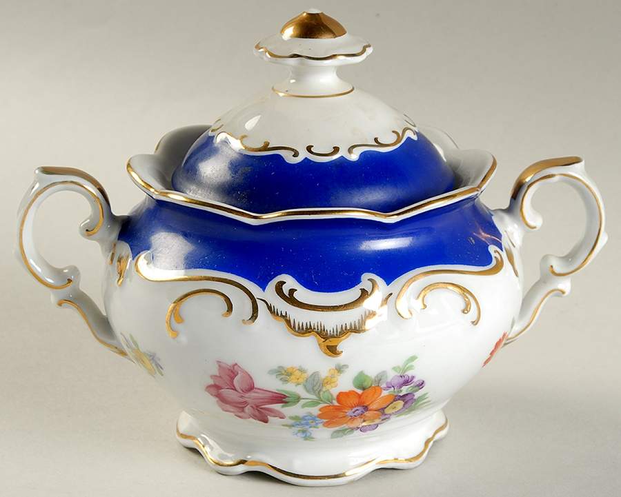 Royal Blue Sugar Bowl & Lid by Schumann - Bavaria-1