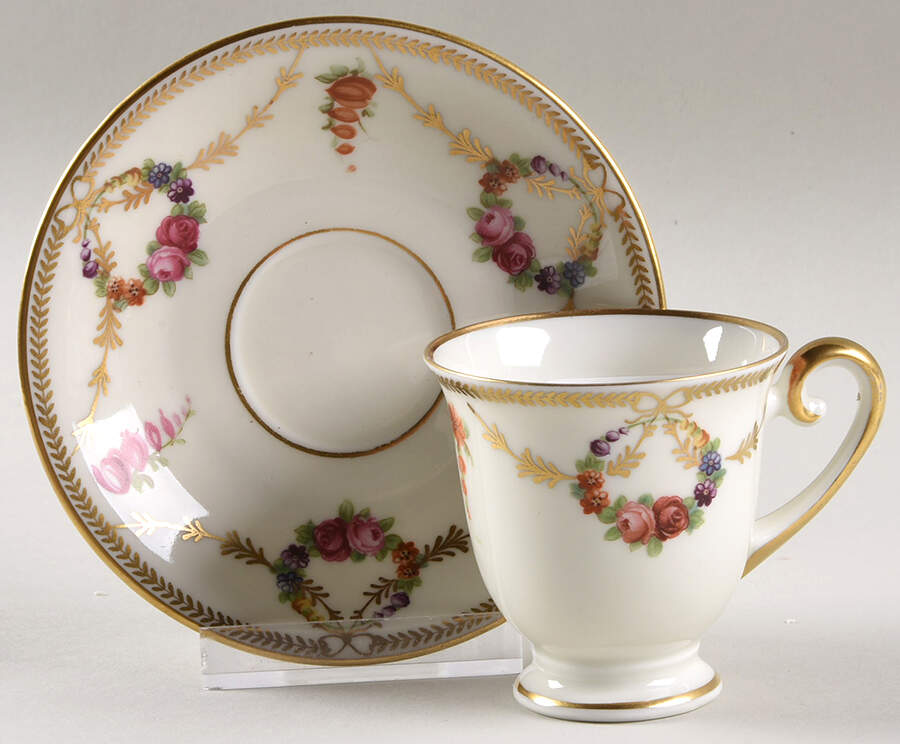San Luis Rey (Ivory Background) Demitasse Cup & Saucer Set by Schumann - Bavaria-1