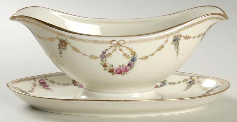 San Luis Rey (Ivory Background) Gravy Boat with Attached Underplate by Schumann - Bavaria-1