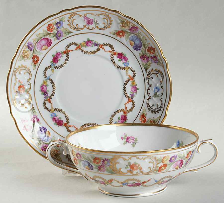 SCH2 Flat Cream Soup Bowl & Saucer Set by Schumann - Bavaria-1