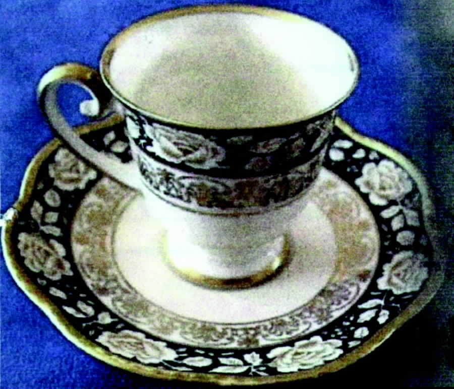 25076 Black Footed Cup & Saucer Set by Schumann - Bavaria-1